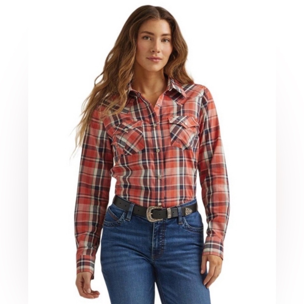 BKE Red and Blue Plaid Button-Down Shirt size L western